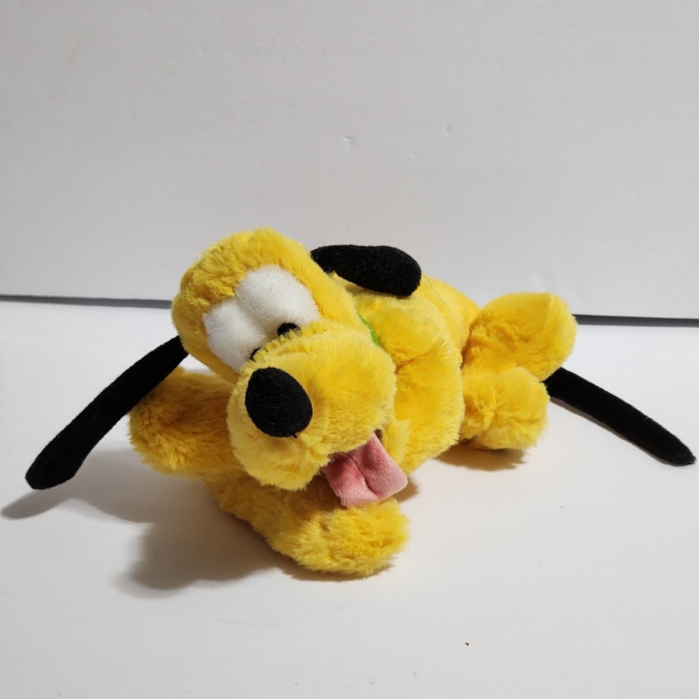 Disney Parks PLUTO Plush Lying Down Tongue Out 10" Bean Bag